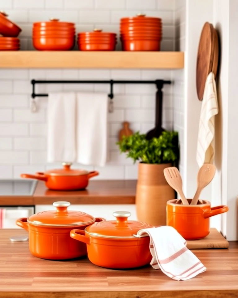 add burnt orange kitchen accessories