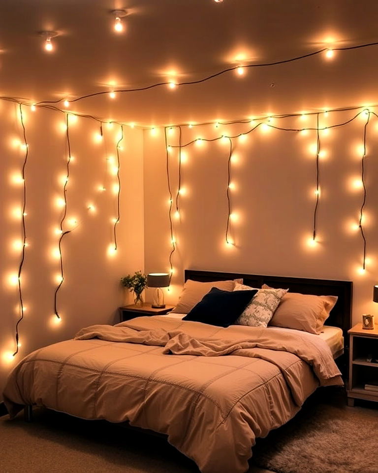 add cozy lighting with string lights