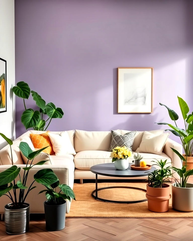 add greenery for cream couch living room