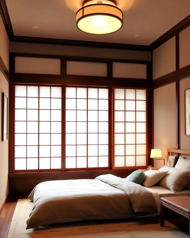 add shoji screens for bedroom privacy