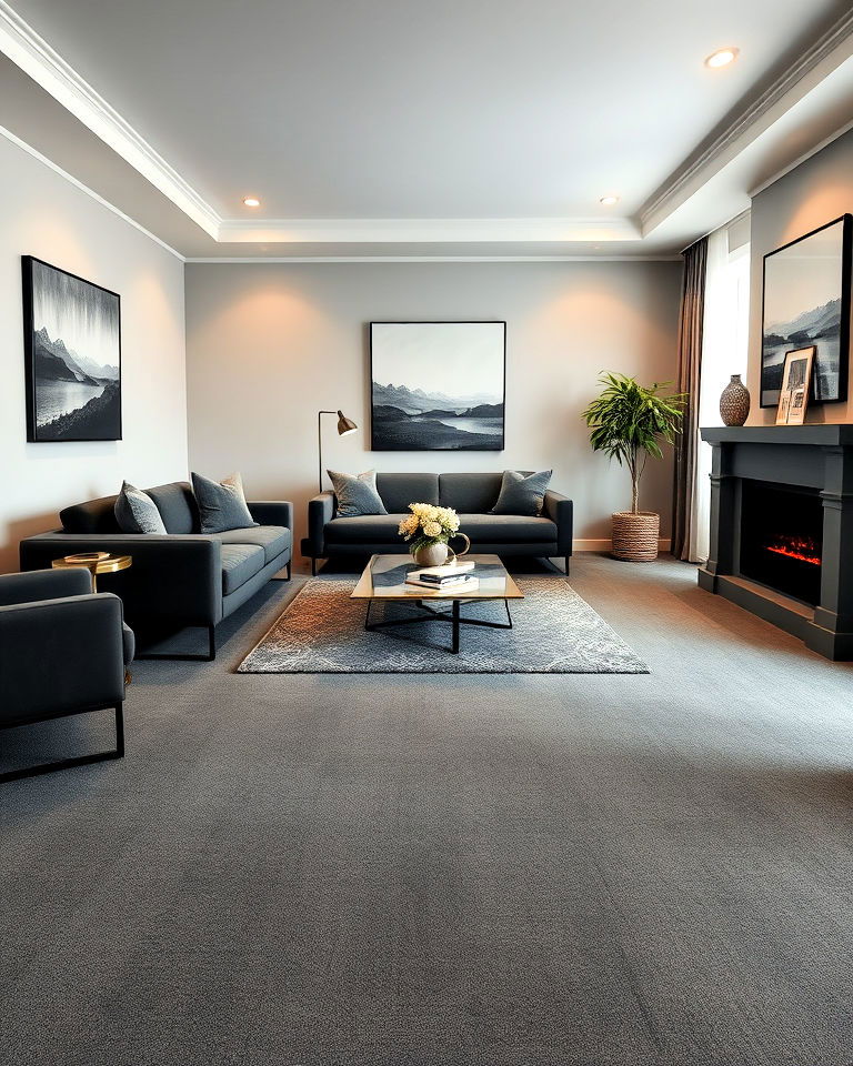 add sophistication with charcoal grey carpet