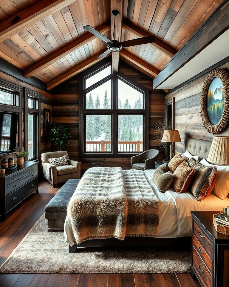 alpine inspired decor cabin bedroom