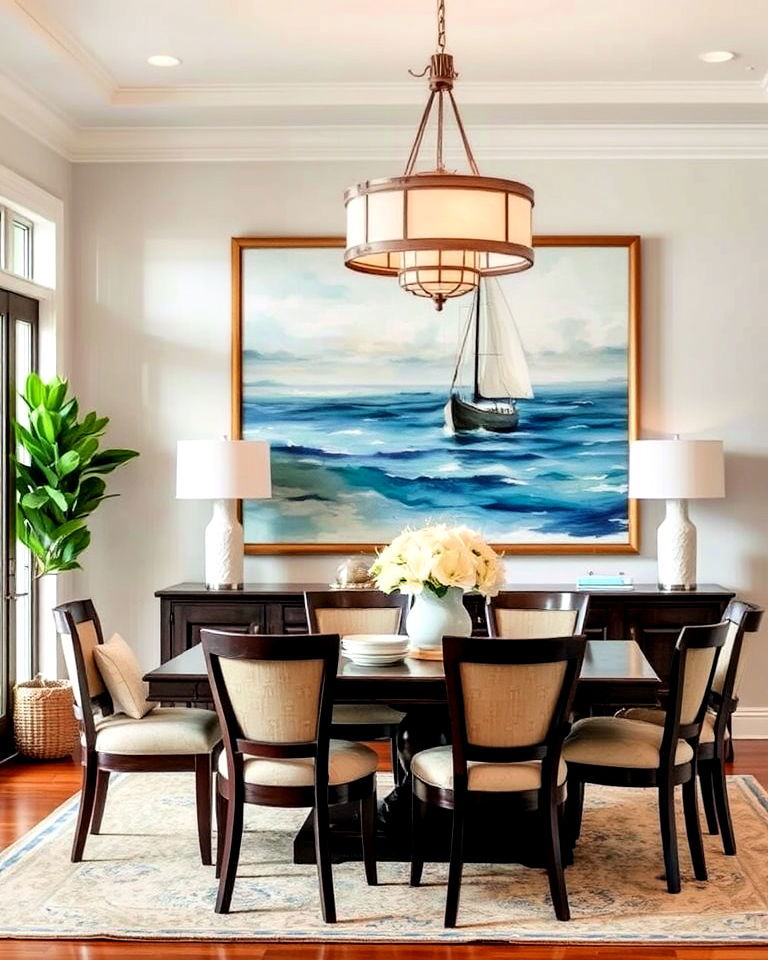anchored artwork for coastal dining room