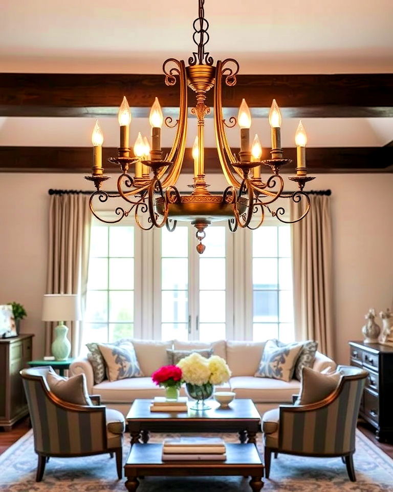 antique chandelier for a french country living room