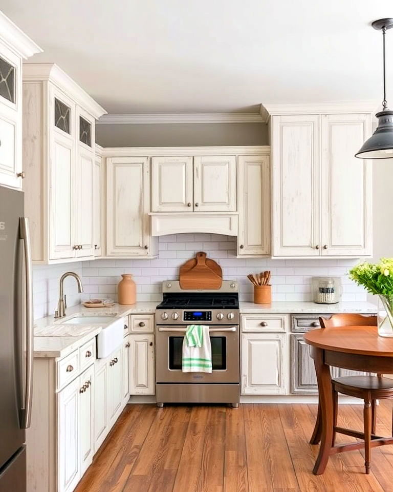 antique white cabinets