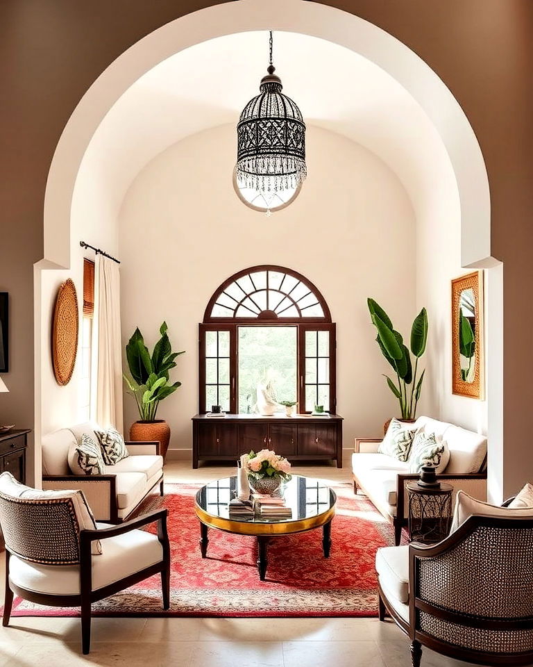 arched doorway and window moroccan living room