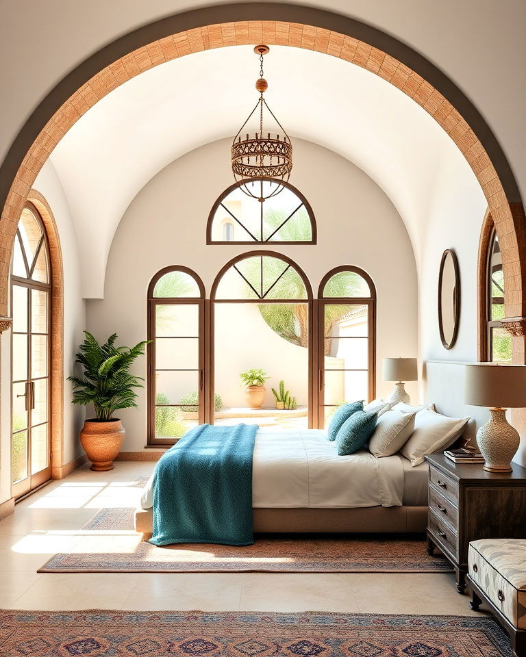 arched windows for mediterranean bedroom