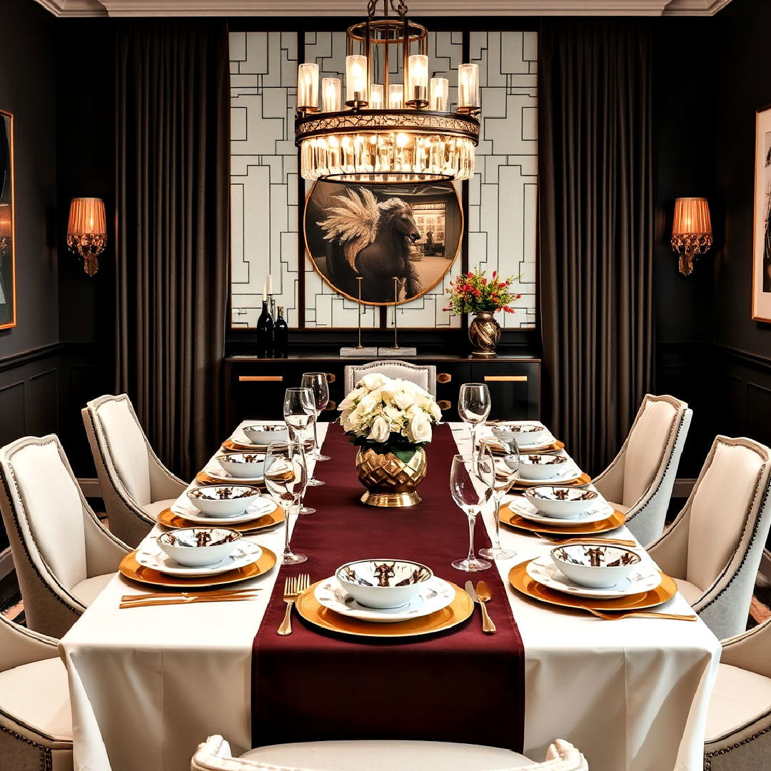 art deco inspired dining room table setting
