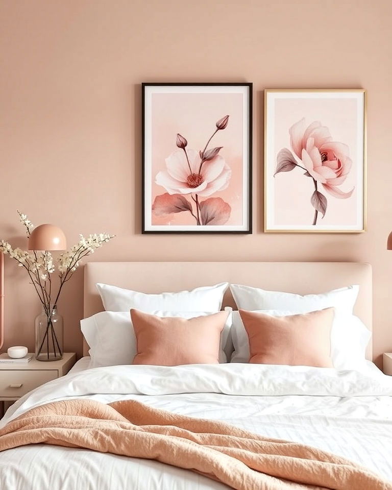 artistic blush pink artwork for your bedroom