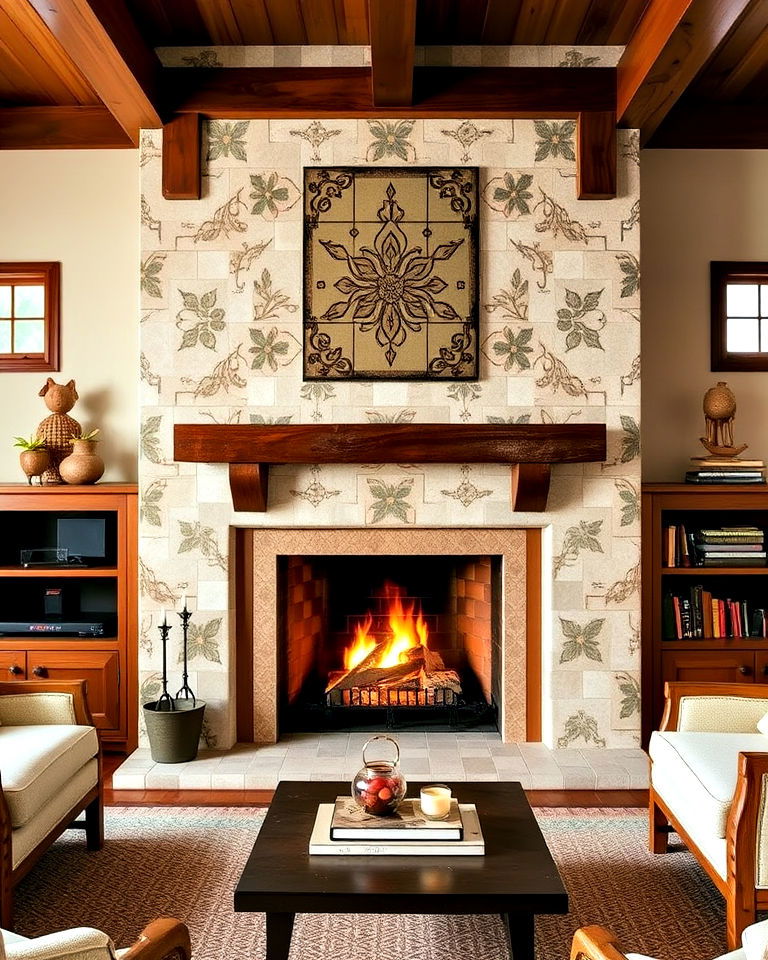 arts and crafts inspired craftsman fireplace