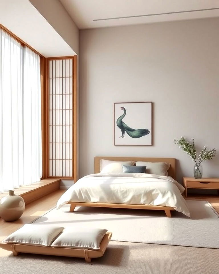 asian bedroom with zen inspired minimalism