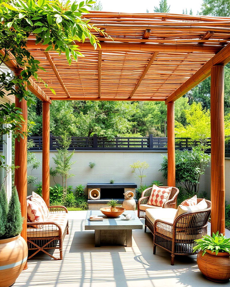 asian inspired bamboo pergola
