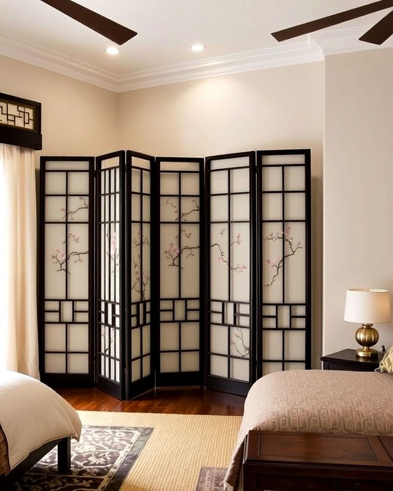 asian inspired folding screens for your bedroom