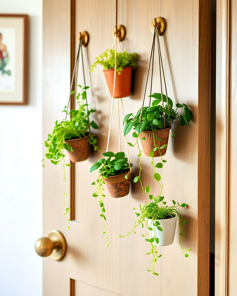 attach small hanging planters to the door