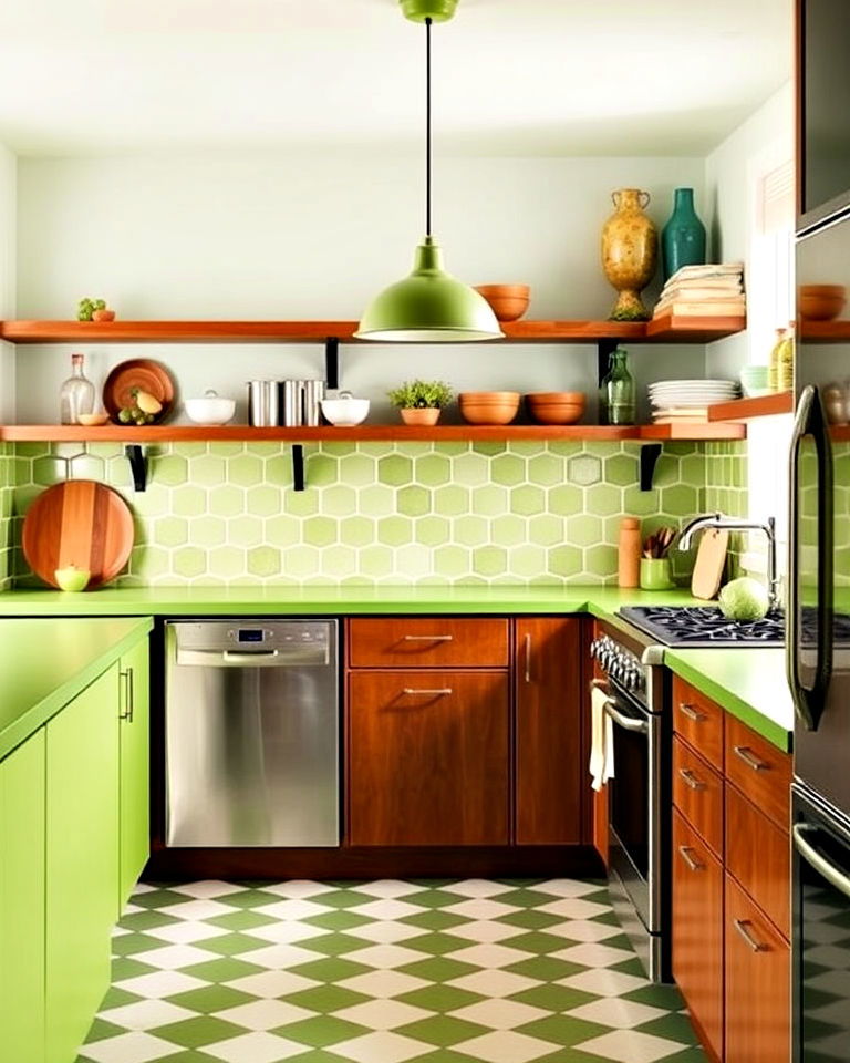 avocado green kitchen countertops for retro charm