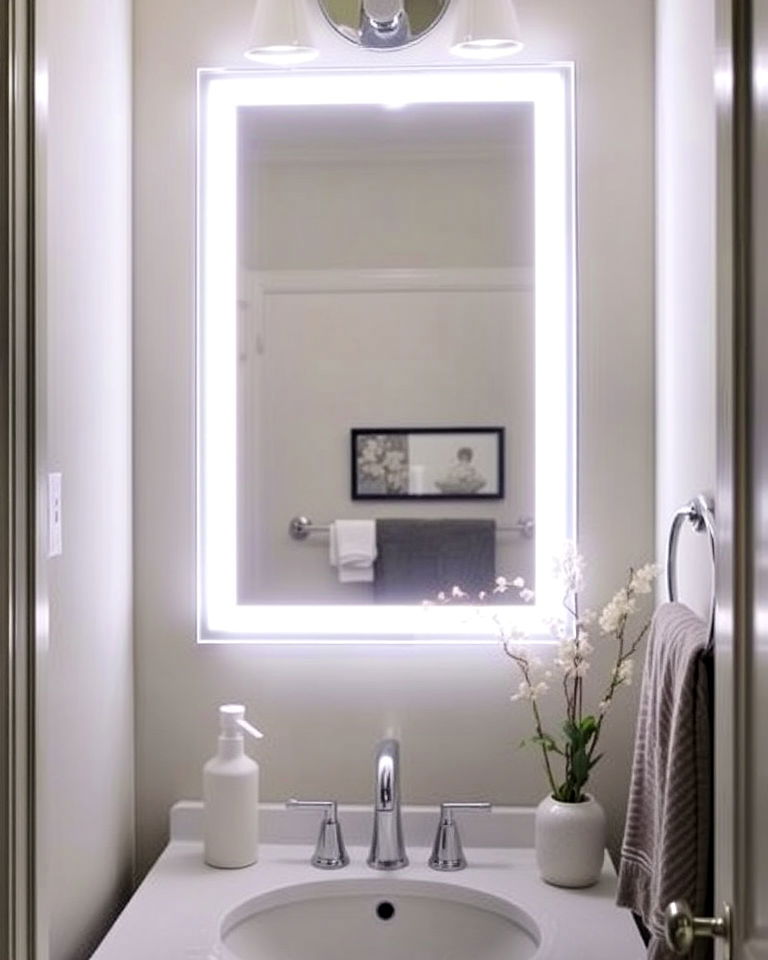 backlit bathroom mirror for soft lighting