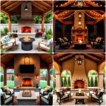 backyard pavilion with fireplace