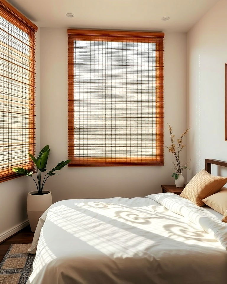 bamboo blinds for zen bedroom