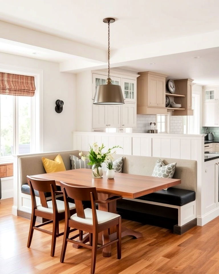 banquette with a divider wall