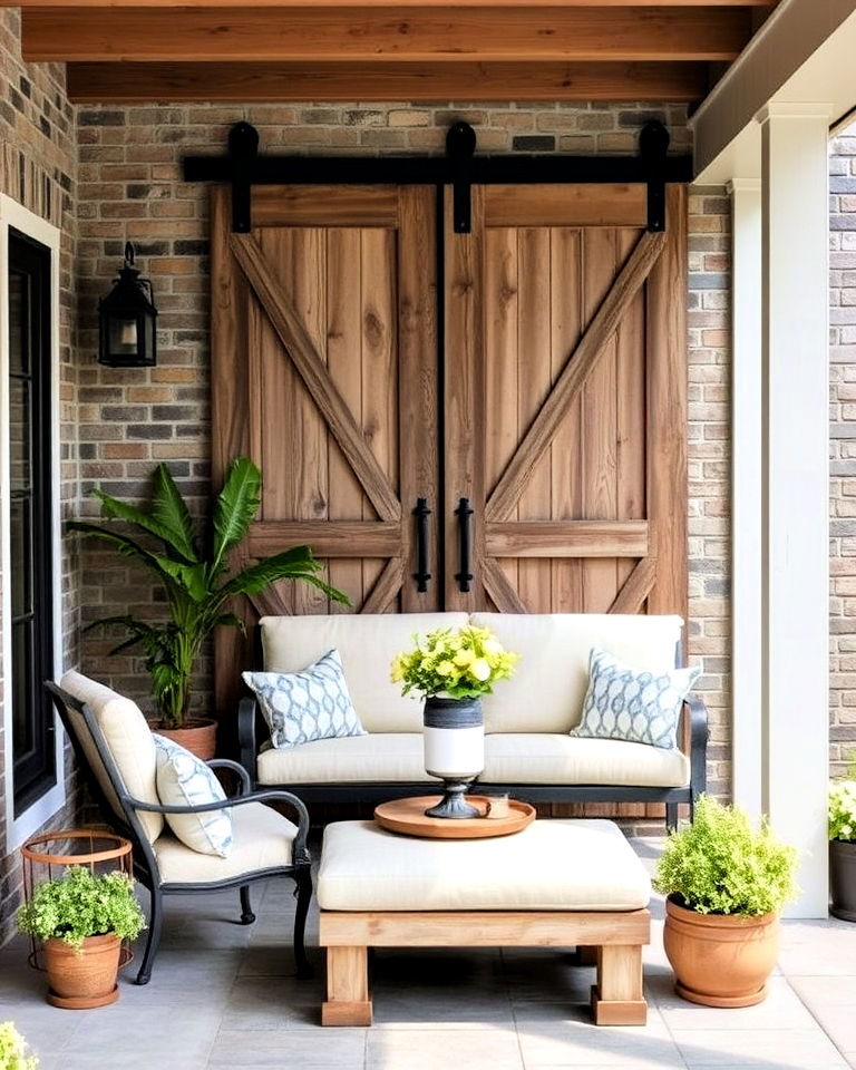 barn door accent for your farmhouse patio