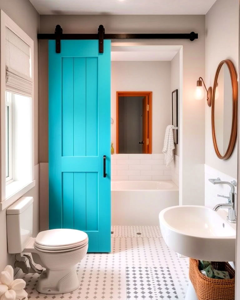 barn door with bold colors design