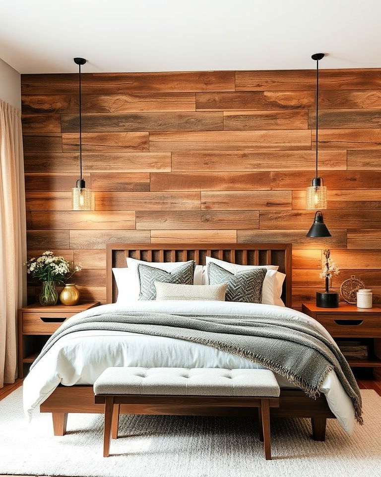 barnwood accent wall bedroom