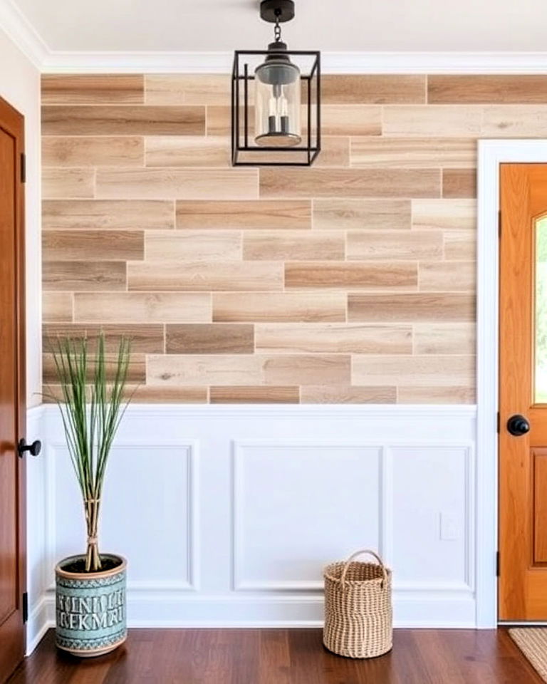 barnwood entryway accent wall