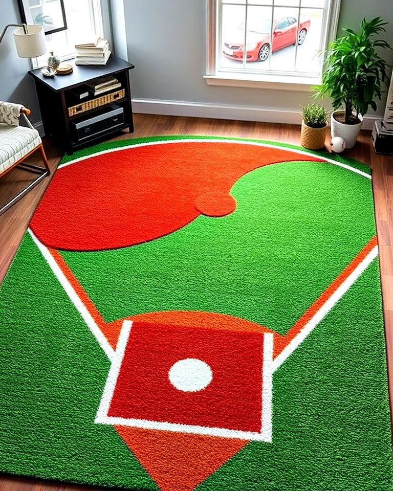 baseball field inspired rug