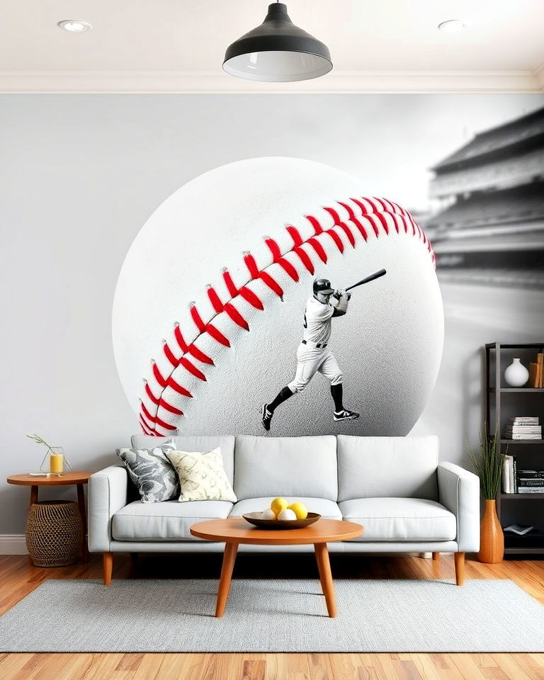 baseball themed wall murals