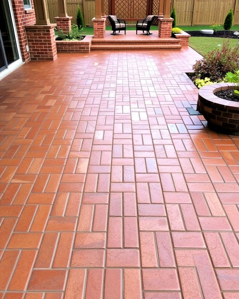 basket weave pattern concrete patio