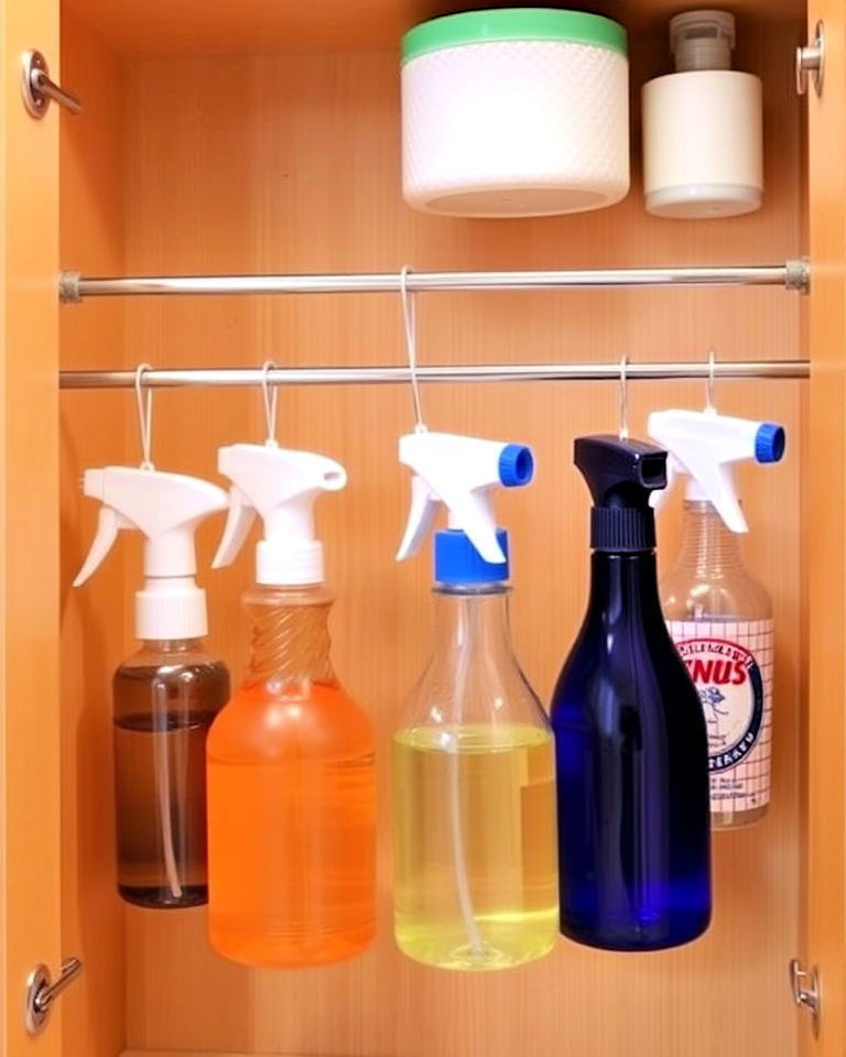 bathroom cabinet tension rods for bottles