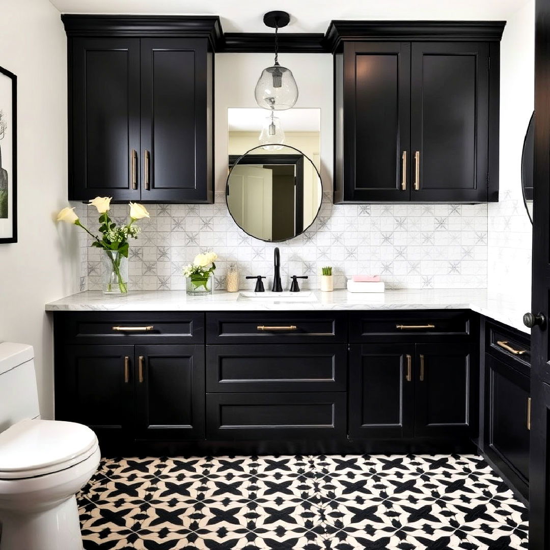 bathroom cabinets with bold geometric pattern