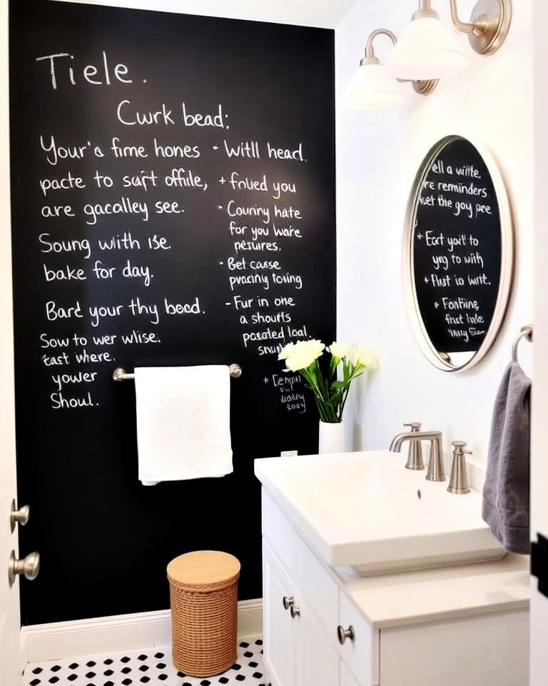 bathroom chalkboard wall for reminders
