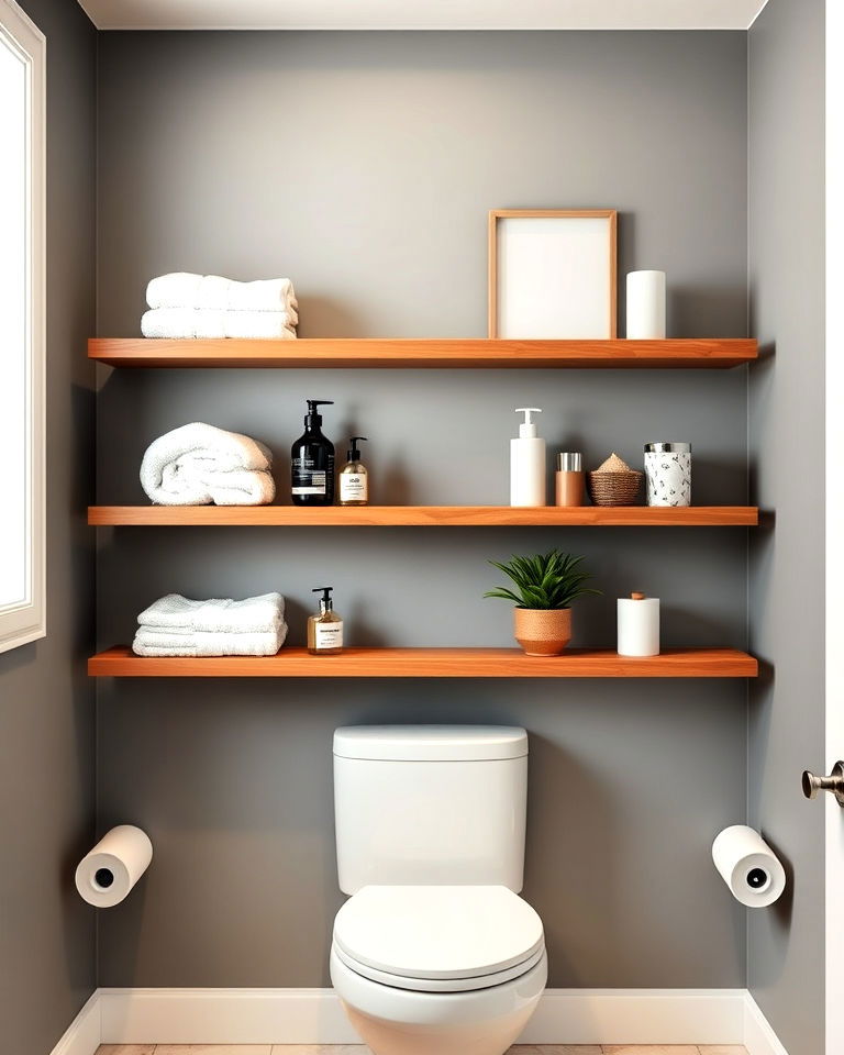 bathroom floating shelves for extra space