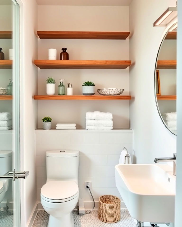 bathroom floating shelves for storage