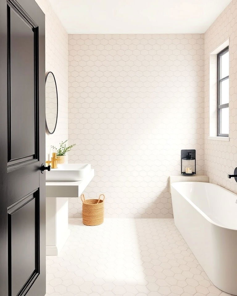 bathroom geometric tiles for a subtle pattern