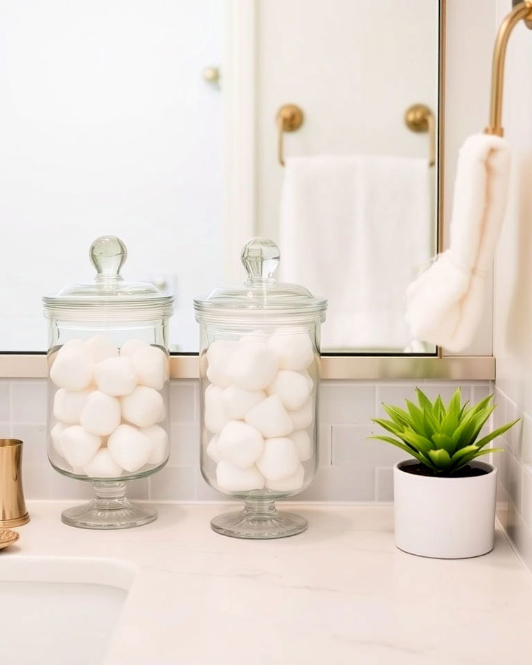 bathroom glass canister display for organization