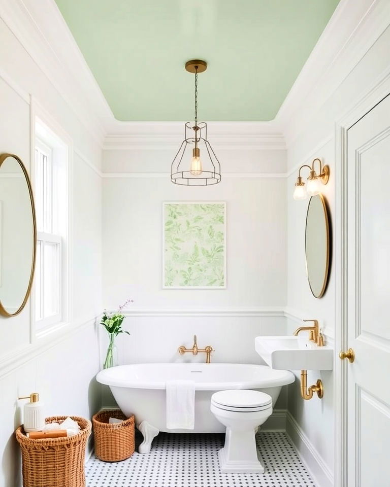 bathroom pistachio green ceiling