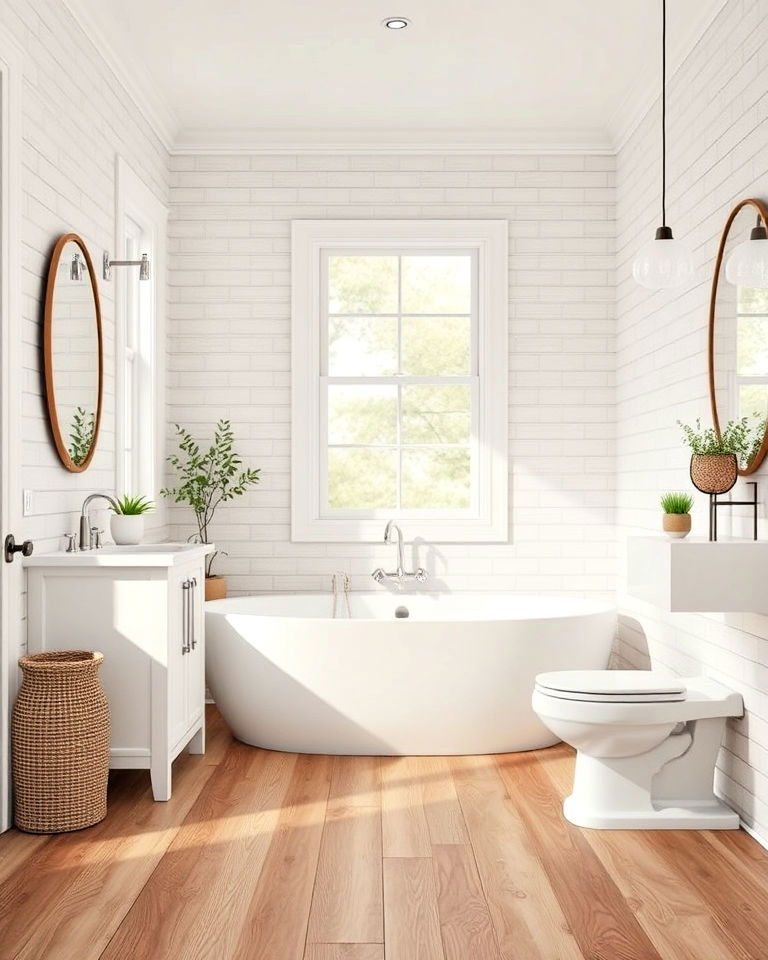 bathroom wood look tile floor