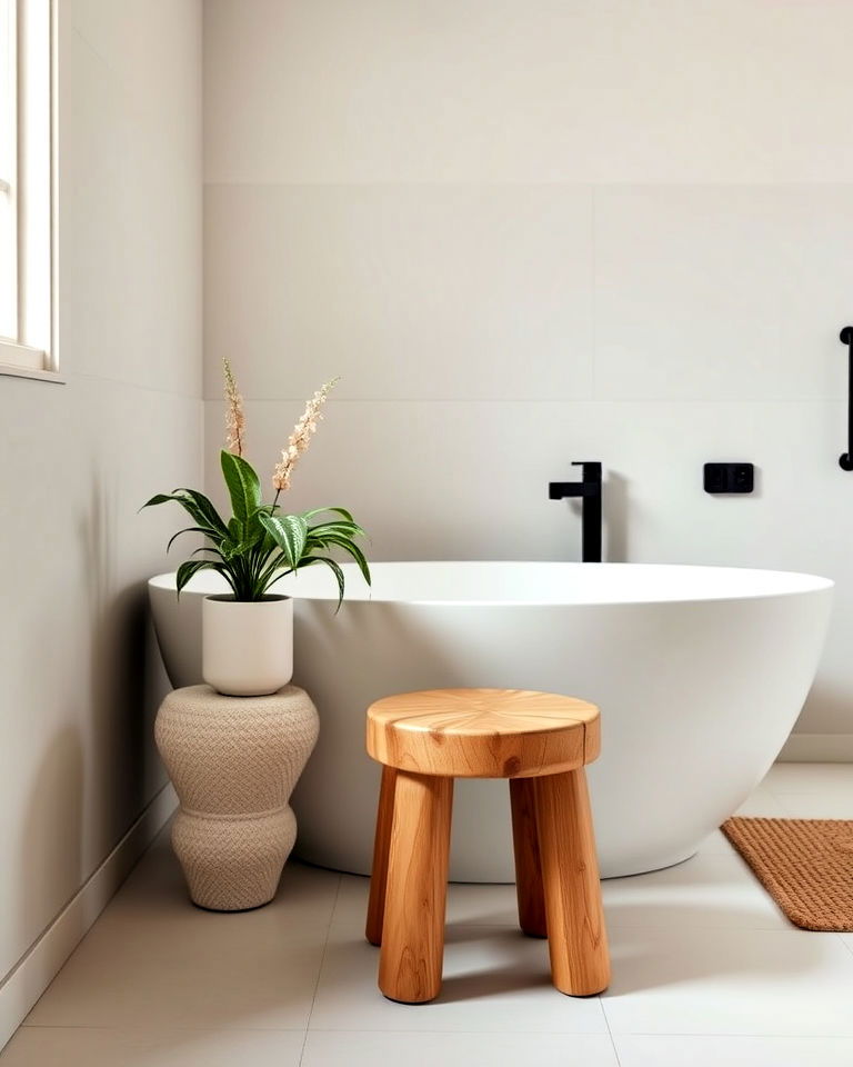 bathroom wooden stool for practicality