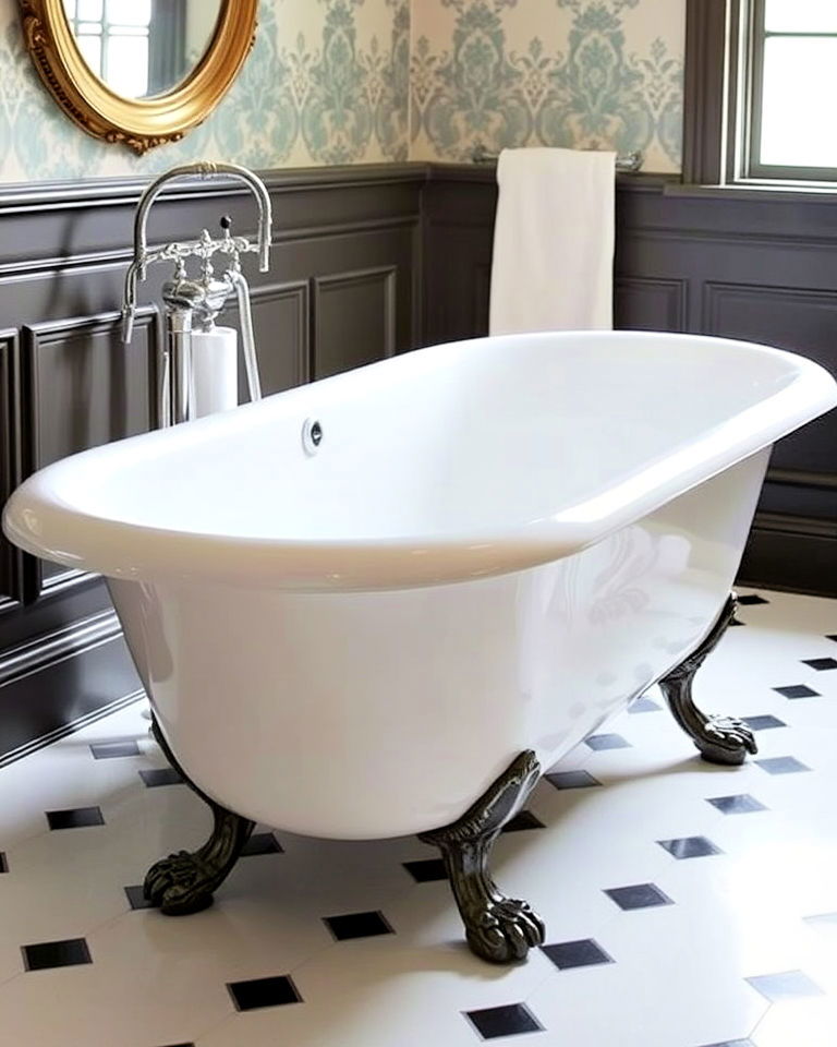 bathtub with decorative cast iron bath legs