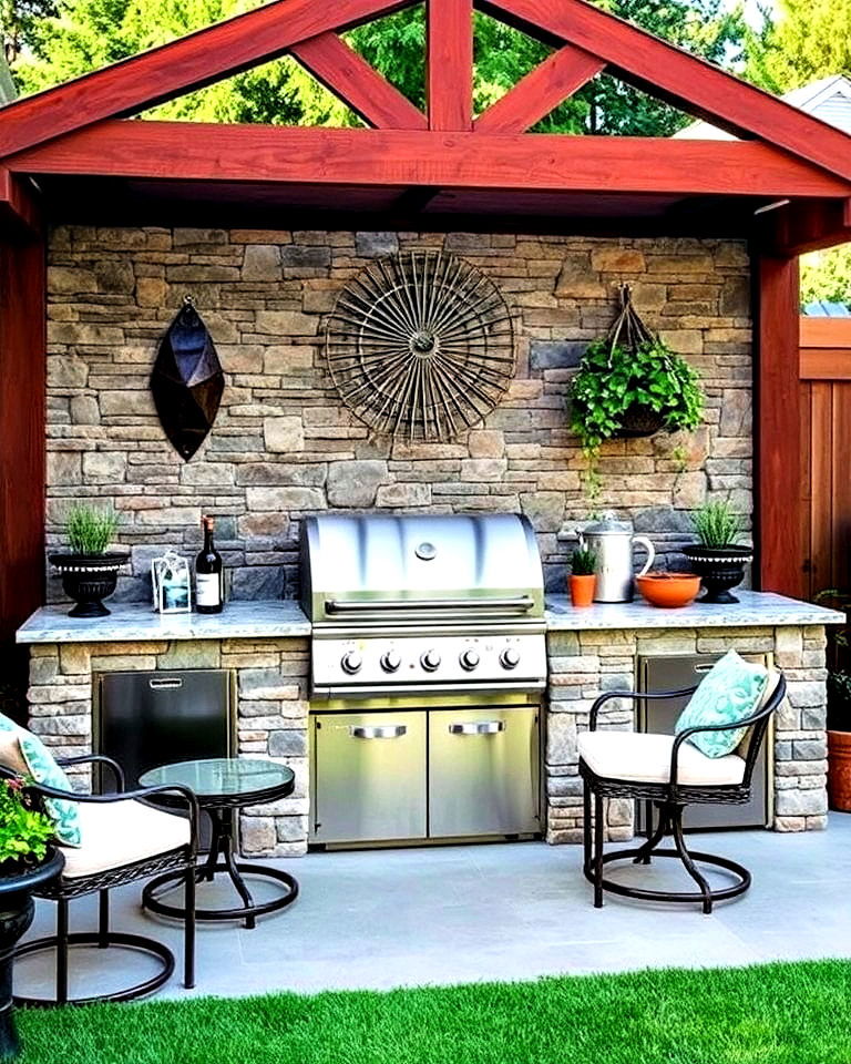 bbq with accent wall