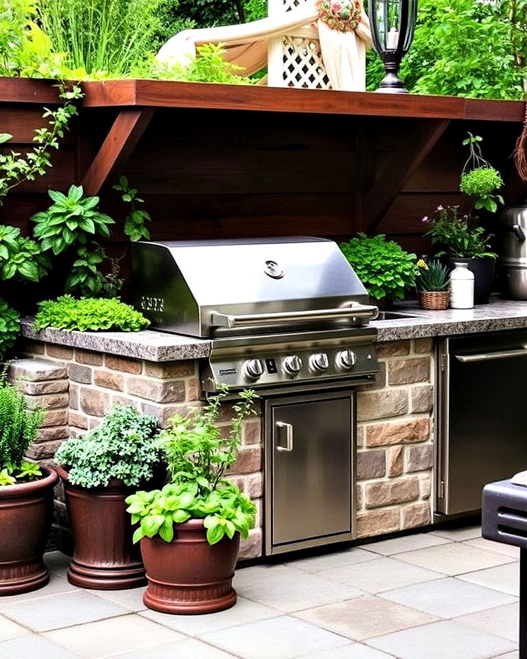 bbq with herb garden