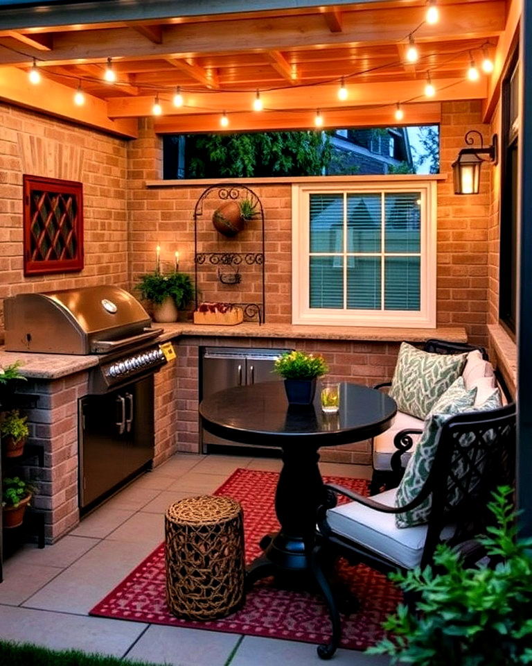 bbq with outdoor dining nook