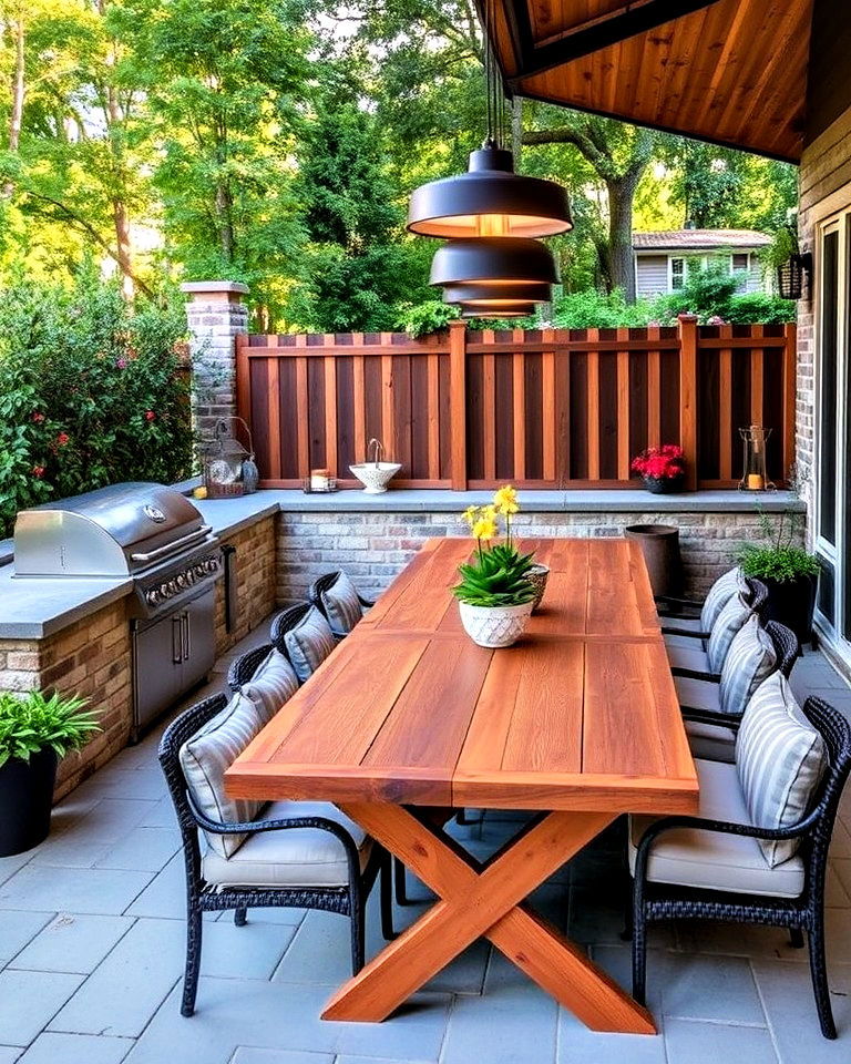 bbq with outdoor dining table