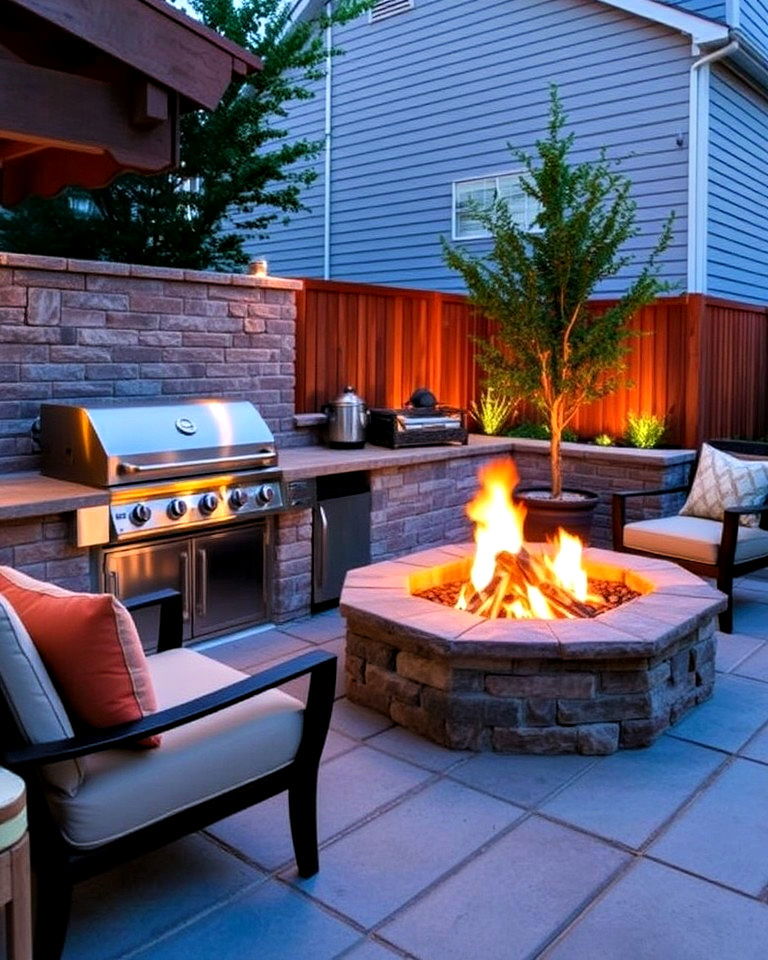 bbq with outdoor firepit