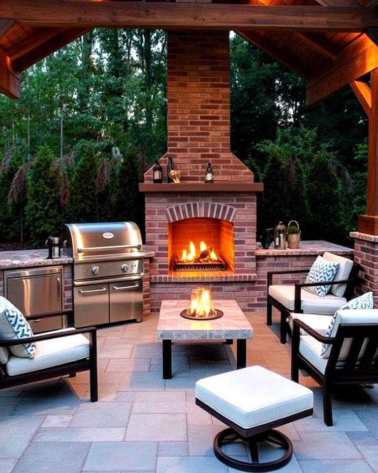 bbq with outdoor fireplace