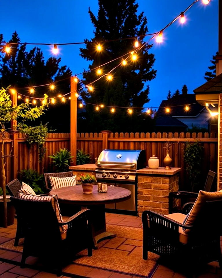 bbq with outdoor lighting