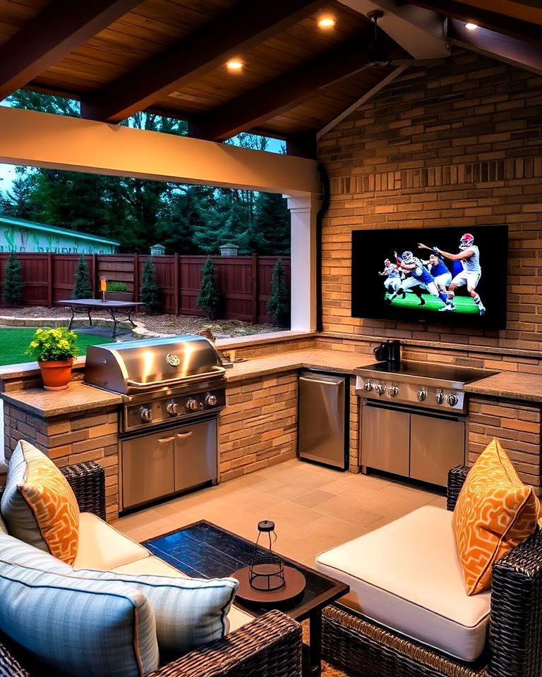 bbq with outdoor tv