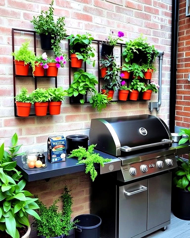 bbq with vertical garden